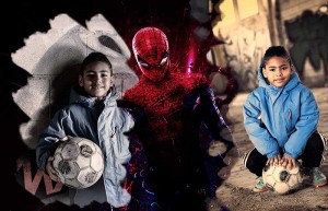 Poster con fotografías y Spiderman. | restauracionyretoque.es