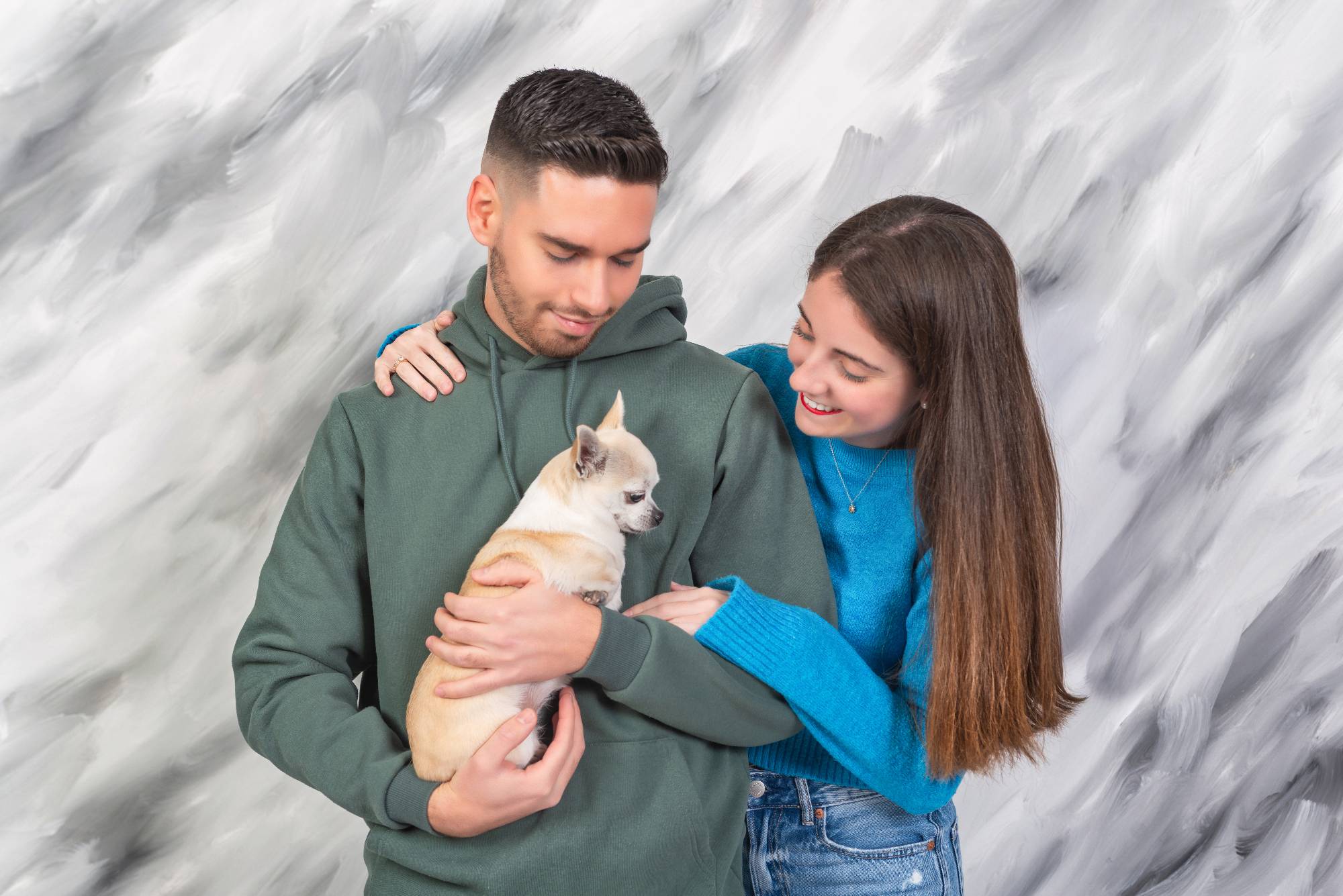 Primer plano de perro en estudio fotográfico Zaragoza