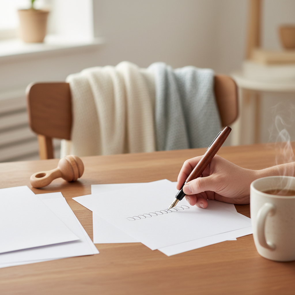 Papá escribiendo tu nombre en papeles
