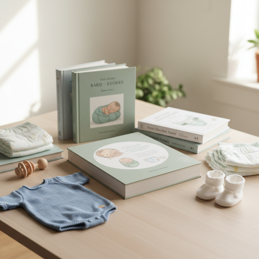 Papá leyendo manuales de bebés