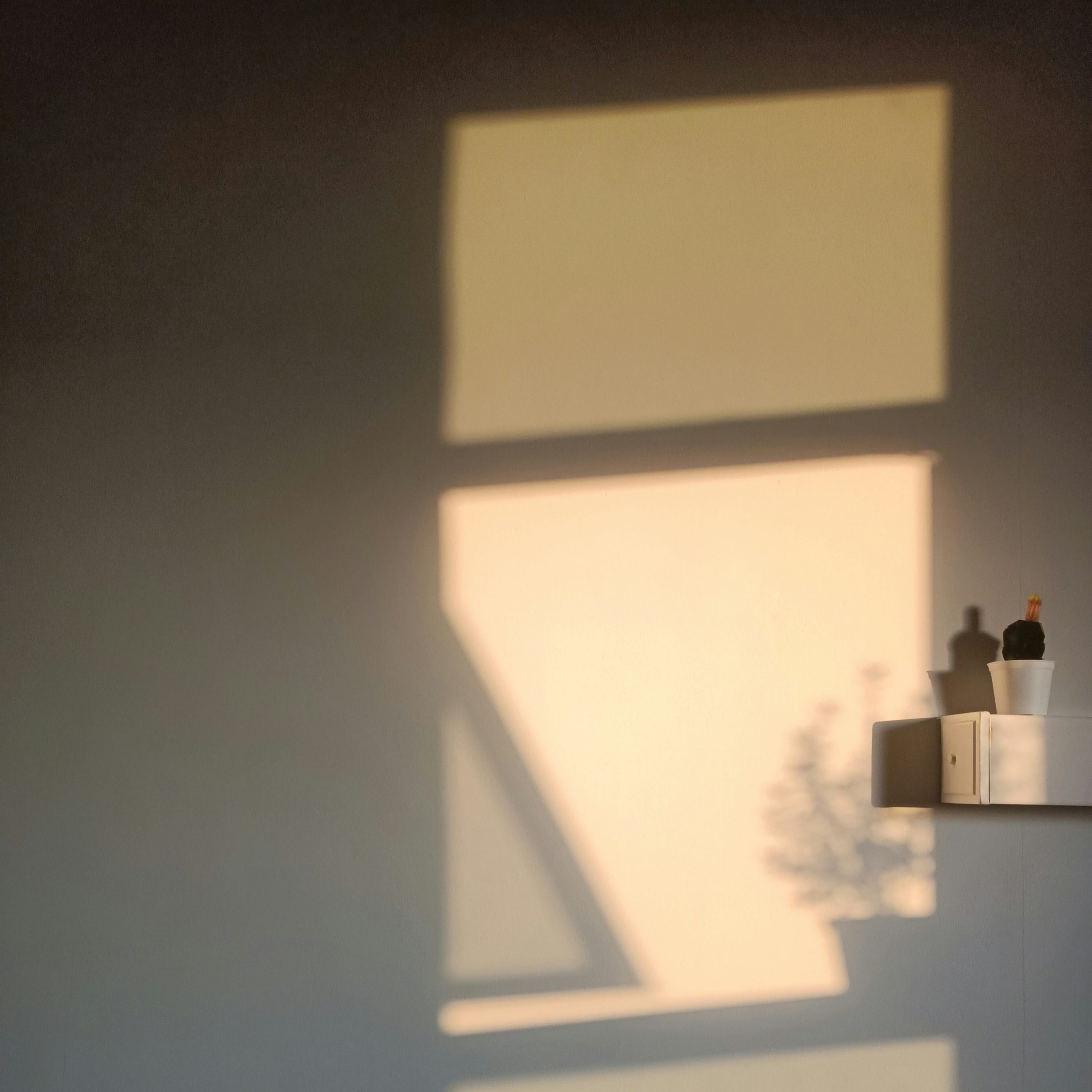 Mi sombra y tú en la pared al atardecer