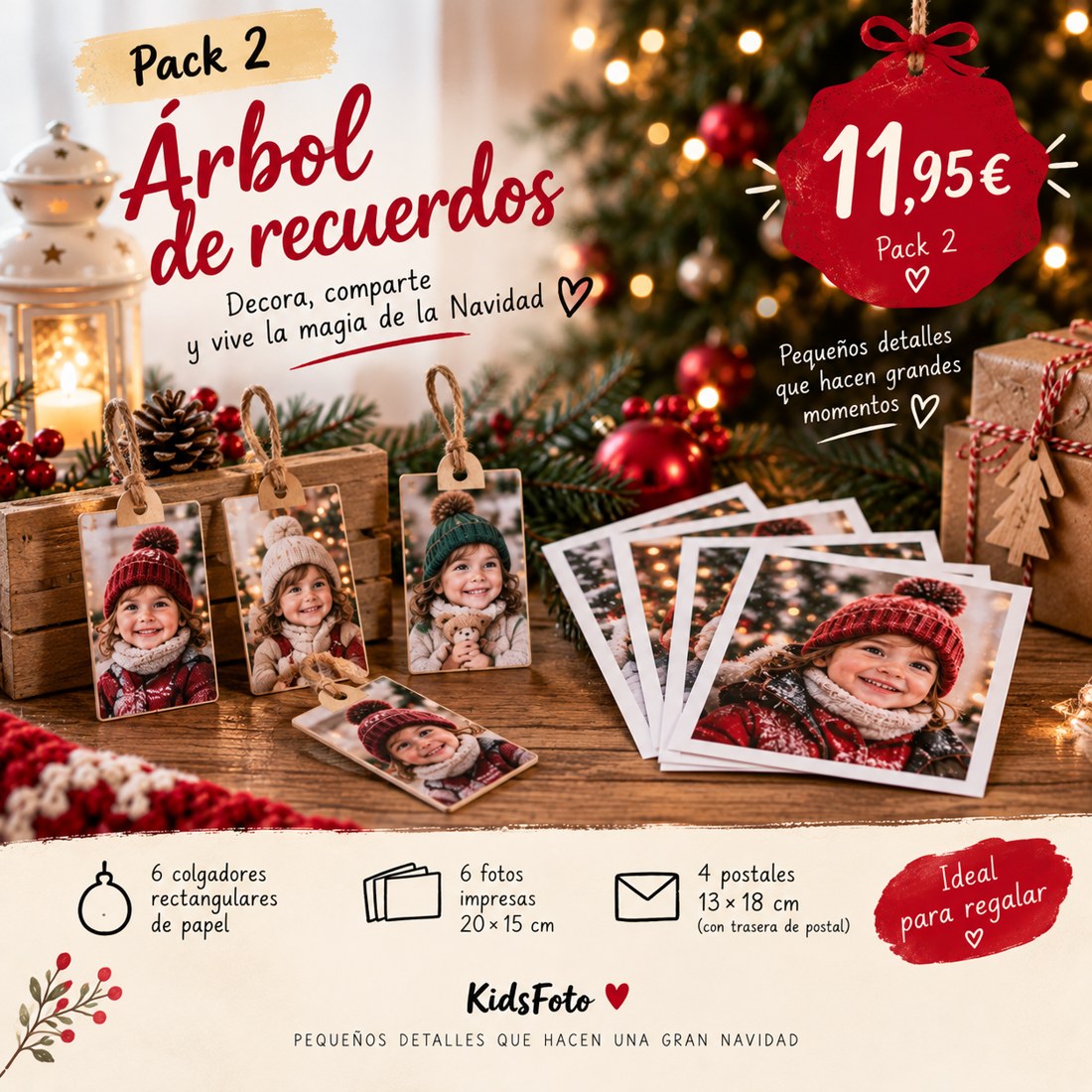 Pack 2 Navidad KidsFoto: colgadores, fotos impresas y postales